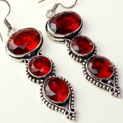 Gr 0664c boucles pendant oreilles grenat agate achat vente bijou ethnique argent 925