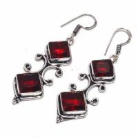 Gr 0704a boucles pendant oreilles grenat achat vente bijou ethnique argent 926