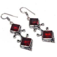 Gr 0704b boucles pendant oreilles grenat achat vente bijou ethnique argent 926