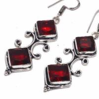 Gr 0704c boucles pendant oreilles grenat achat vente bijou ethnique argent 926