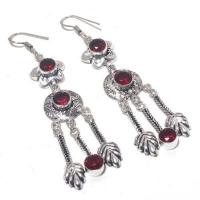 Gr 0714a boucles pendant oreilles grenat 12gr achat vente bijou ethnique argent 925