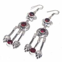 Gr 0714b boucles pendant oreilles grenat 12gr achat vente bijou ethnique argent 925