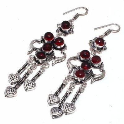 Gr 0717c boucles pendant oreilles grenat 16gr achat vente bijou ethnique argent 925