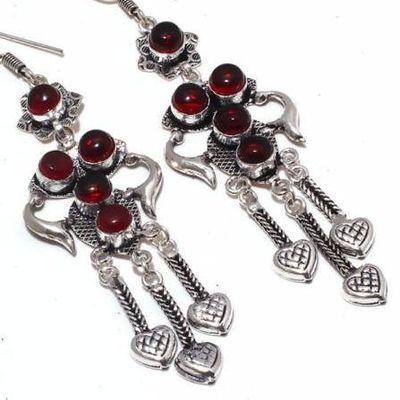 Gr 0717c boucles pendant oreilles grenat 16gr achat vente bijou ethnique argent 925