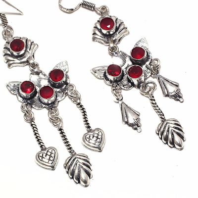 Gr 0719c boucles pendant oreilles grenat 10gr achat vente bijou ethnique argent 925