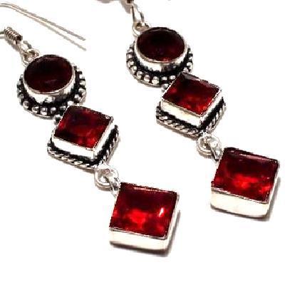 Gr 0721c boucles pendant oreilles grenat 12gr achat vente bijou ethnique argent 925