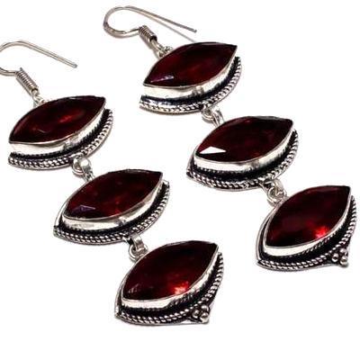 Gr 0723c boucles pendant oreilles grenat 21gr achat vente bijou ethnique argent 925