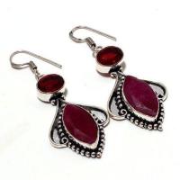 Gr 0724a boucles pendant oreilles grenat 14gr achat vente bijou ethnique argent 925