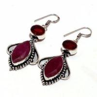 Gr 0724b boucles pendant oreilles grenat 14gr achat vente bijou ethnique argent 925