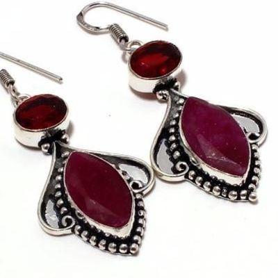 Gr 0724c boucles pendant oreilles grenat 14gr achat vente bijou ethnique argent 925