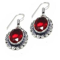 Gr 0744c collier boucles oreilles grenat 33gr 10x15mm achat vente bijou ethnique argent 925