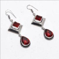 Gr 0749a boucles oreilles grenat 11gr 10x15mm achat vente bijou ethnique argent 925