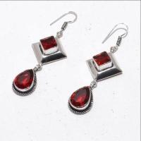 Gr 0749b boucles oreilles grenat 11gr 10x15mm achat vente bijou ethnique argent 925