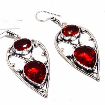 Gr 0752c boucles oreilles grenat 13gr 10x15mm achat vente bijou ethnique argent 925