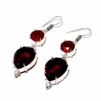 Gr 0755b boucles oreilles grenat 12gr 20x15mm achat vente bijou ethnique argent 925