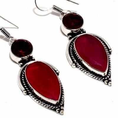 Gr 0756c boucles oreilles grenat 14gr 20x12mm achat vente bijou ethnique argent 925