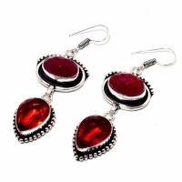 Gr 0758b boucles oreilles grenat rubis 19gr 15x12mm achat vente bijou ethnique argent 925