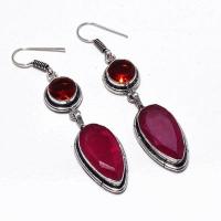 Gr 0759a boucles oreilles grenat rubis 14gr 20x12mm achat vente bijou ethnique argent 926