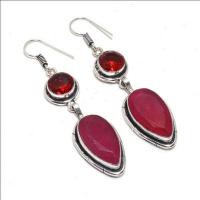 Gr 0759b boucles oreilles grenat rubis 14gr 20x12mm achat vente bijou ethnique argent 926