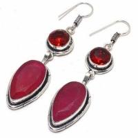 Gr 0759c boucles oreilles grenat rubis 14gr 20x12mm achat vente bijou ethnique argent 926