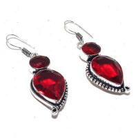 Gr 0760a boucles oreilles grenat rubis 14gr 20x15mm achat vente bijou ethnique argent 925