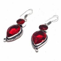 Gr 0760b boucles oreilles grenat rubis 14gr 20x15mm achat vente bijou ethnique argent 925