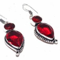 Gr 0760c boucles oreilles grenat rubis 14gr 20x15mm achat vente bijou ethnique argent 925