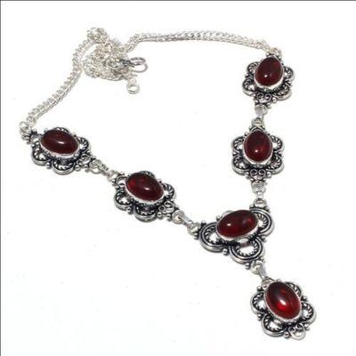 Gr 0772a collier parure sautoir grenat 24gr 10x15mm achat vente bijou ethnique argent 925