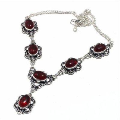 Gr 0772d collier parure sautoir grenat 24gr 10x15mm achat vente bijou ethnique argent 925