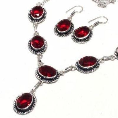 Gr 0774b collier boucles oreilles grenat 32gr 10x15mm achat vente bijou ethnique argent 925