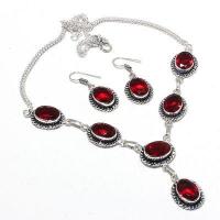 Gr 0775a collier boucles oreilles grenat 30gr 10x15mm achat vente bijou ethnique argent 925