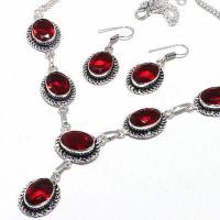 Gr 0775b collier boucles oreilles grenat 30gr 10x15mm achat vente bijou ethnique argent 925