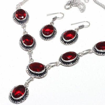 Gr 0775b collier boucles oreilles grenat 30gr 10x15mm achat vente bijou ethnique argent 925