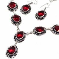 Gr 0779b collier boucles oreilles grenat 31gr 10x15mm achat vente bijou ethnique argent 926