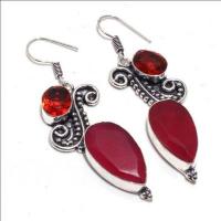 Gr 0781a boucles oreilles grenat rubis 14gr 10x20mm achat vente bijou ethnique argent 925