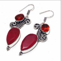 Gr 0781b boucles oreilles grenat rubis 14gr 10x20mm achat vente bijou ethnique argent 925