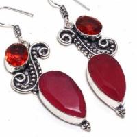 Gr 0781c boucles oreilles grenat rubis 14gr 10x20mm achat vente bijou ethnique argent 925