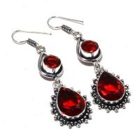 Gr 0784a boucles oreilles grenat 13gr 10x15mm achat vente bijou ethnique argent 925