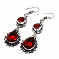 Gr 0784b boucles oreilles grenat 13gr 10x15mm achat vente bijou ethnique argent 925