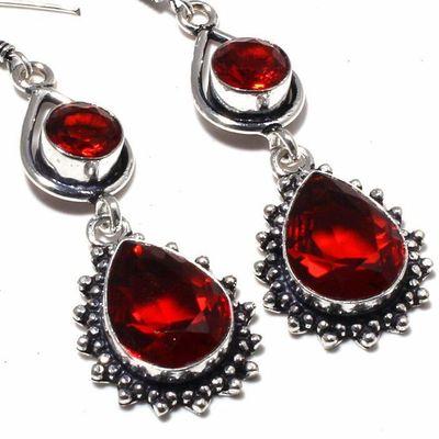 Gr 0784c boucles oreilles grenat 13gr 10x15mm achat vente bijou ethnique argent 925