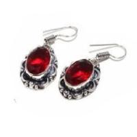 Gr 0788c collier boucles oreilles grenat 31gr 10x15mm achat vente bijou ethnique argent 925