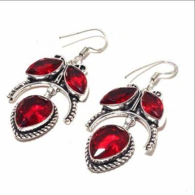 Gr 0799c boucles oreilles grenat 16gr 10x15mm achat vente bijou ethnique argent 925