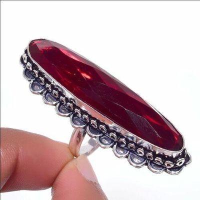 Gr 0816a bague chevaliere anneau t56 grenat rubis 15gr 10x45mm achat vente ethnique argent 925