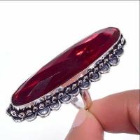 Gr 0816b bague chevaliere anneau t56 grenat rubis 15gr 10x45mm achat vente ethnique argent 925