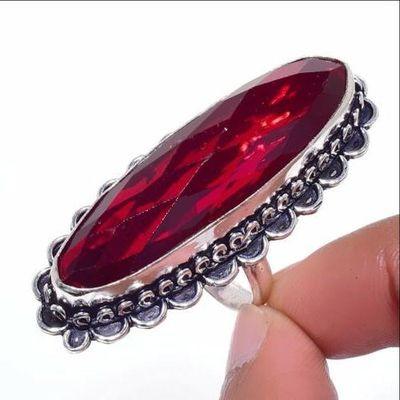 Gr 0817b bague chevaliere anneau t57 grenat rubis 16gr 12x45mm achat vente bijou argent 925