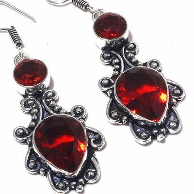 Gr 0820c boucles oreilles grenat 12gr 10x15mm achat vente bijou ethnique argent 925