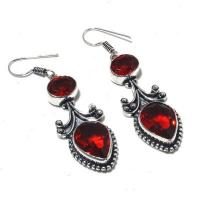 Gr 0821a boucles oreilles grenat 13gr 10x15mm achat vente bijou ethnique argent 925