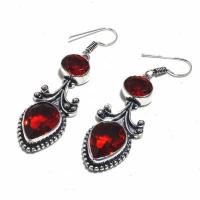 Gr 0821b boucles oreilles grenat 13gr 10x15mm achat vente bijou ethnique argent 925