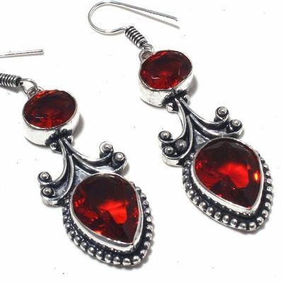 Gr 0821c boucles oreilles grenat 13gr 10x15mm achat vente bijou ethnique argent 925