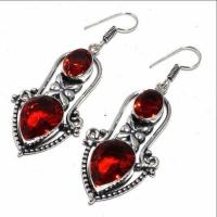 Gr 0822b boucles oreilles grenat 12gr 10x15mm achat vente bijou ethnique argent 925